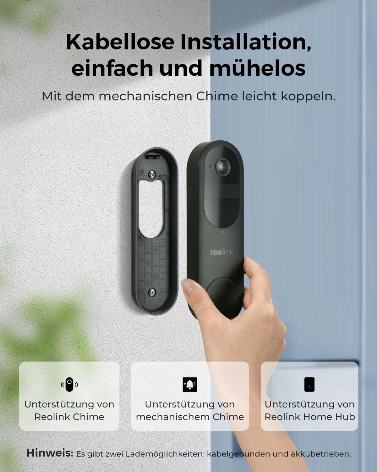 Reolink 2K WiFi Video-Türklingel – Kabellose & Kabelgebundene Smart Home Türsprechanlage mit Bewegungserkennung, Nachtsicht & App-Steuerung