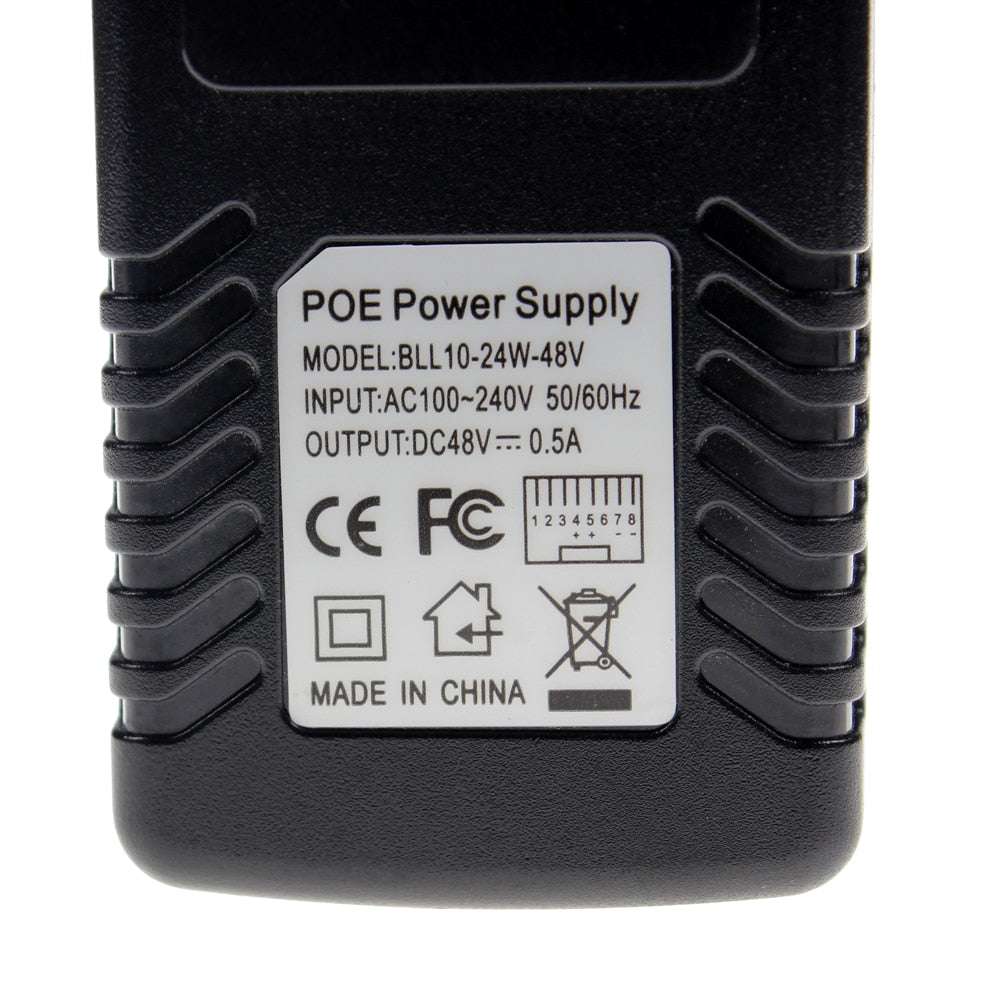 48V 0.5A 24W POE Wall Plug POE Injektor Ethernet Adapter IP Kamera  PoE Stromversorgung EU Plug
