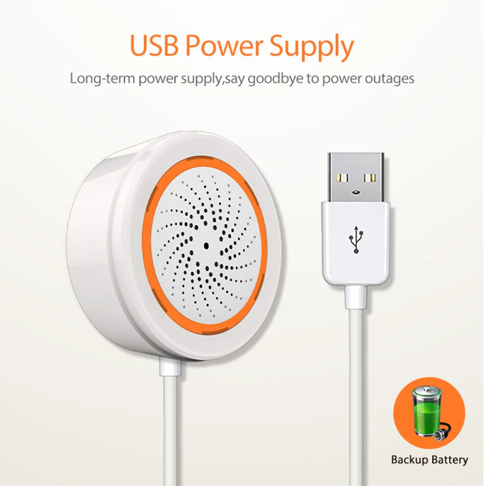 Tuya Zigbee Smart Siren Alarm Temperature Humidity Sensor Home Security with Strobe Alerts Works With TUYA Smart Hub