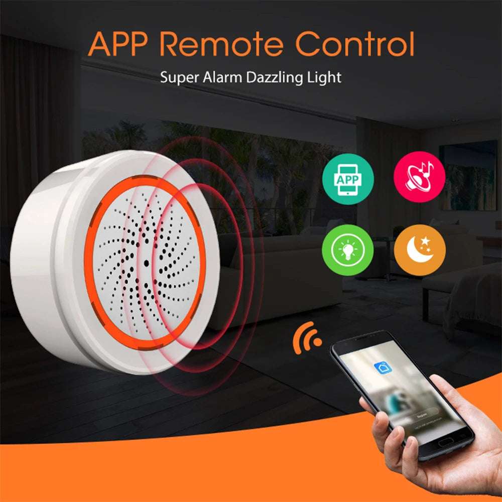 Tuya Zigbee Smart Siren Alarm Temperature Humidity Sensor Home Security with Strobe Alerts Works With TUYA Smart Hub