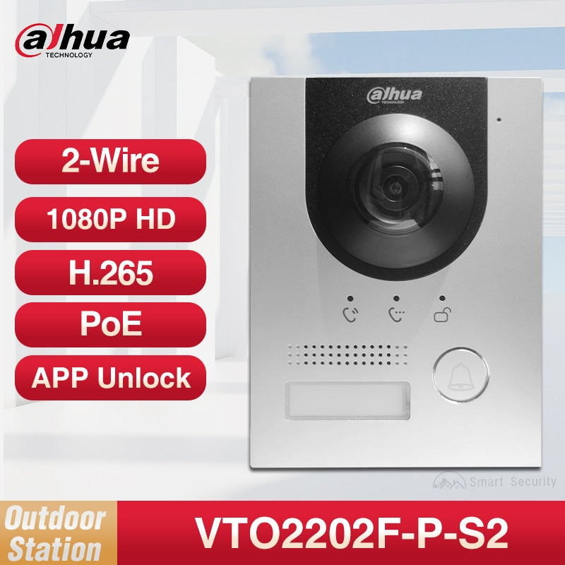 Dahua Original MultiLang 2 Wire PoE Network Doorbell 1080P Home Video Intercom Outdoor HD Fisheye Camera VTO2202F-P-S2 H.265 P2P