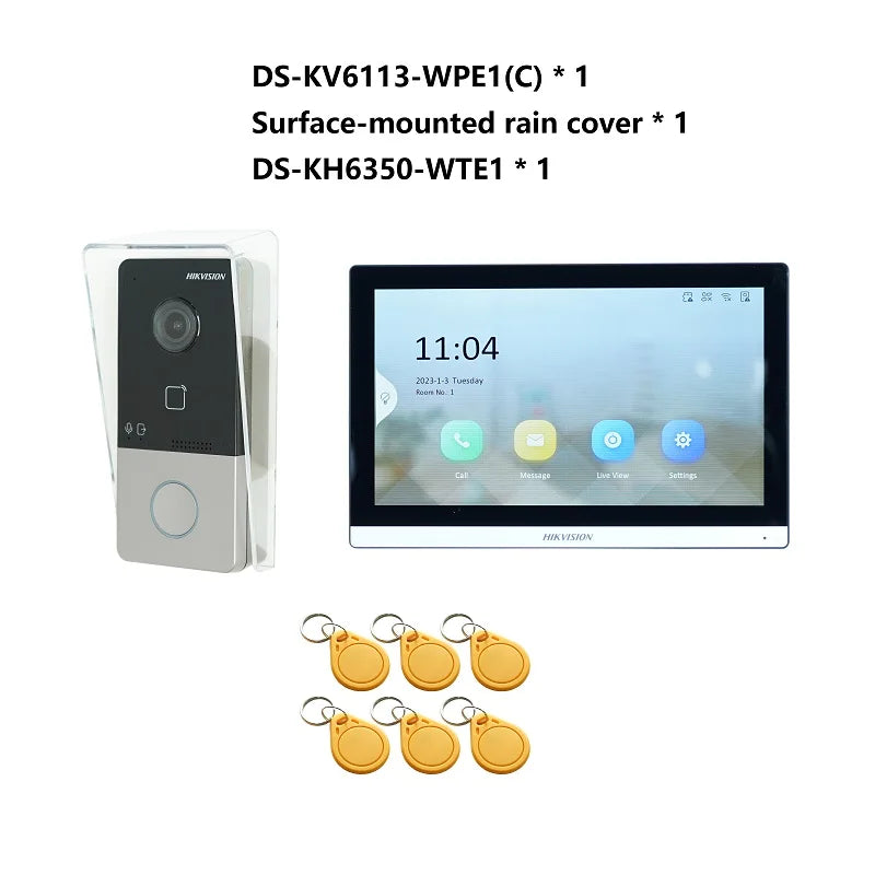 Hikvision Video-Gegensprechanlage-Kit mit DS-KV6113-WPE1(C) & DS-KH6350-WTE1 – IP-Türsprechanlage mit PoE & Touchscreen-Monitor